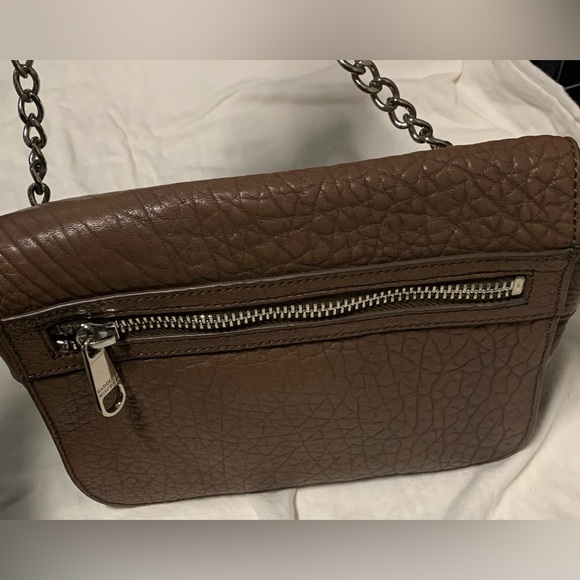 Vtg Designer Badgley Mischka Pebbled Leather Crossbody Chain Brown Handbag - Picture 11 of 16